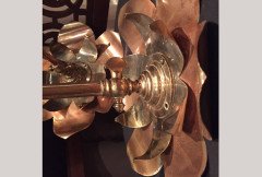 W A S Benson. Rare Pair of Large Brass and Copper Lily-Pad Reflector Wall Lights - Thumbnail 1