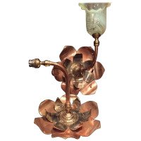 W A S Benson. Rare Pair of Large Brass and Copper Lily-Pad Reflector Wall Lights - Thumbnail 3
