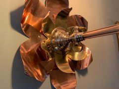 W A S Benson. Rare Pair of Large Brass and Copper Lily-Pad Reflector Wall Lights - Thumbnail 6