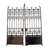 Tall Set of A&c Cast Iron Gates in the Glasgow-Style with Split Heart Details