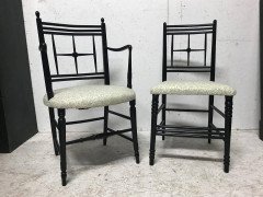 Morris & Co Ford Maddox Brown A set of five Arts & Crafts Ebonized Sussex Chairs - Thumbnail 6