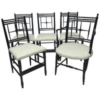 Morris & Co Ford Maddox Brown A set of five Arts & Crafts Ebonized Sussex Chairs - Thumbnail 8