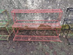 Four French Mid Century Rectangular Iron Garden Plant Pot Shelves or Stands - Thumbnail 7