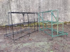 Four French Mid Century Rectangular Iron Garden Plant Pot Shelves or Stands - Thumbnail 10