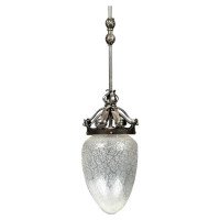 An Arts & Crafts Fine Quality Hand Wrought Iron and Crackle Glass Ceiling Light - Thumbnail 1