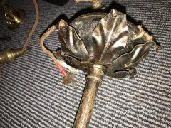 An Arts & Crafts Fine Quality Hand Wrought Iron and Crackle Glass Ceiling Light - Thumbnail 3