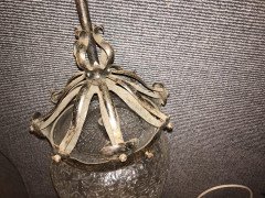 An Arts & Crafts Fine Quality Hand Wrought Iron and Crackle Glass Ceiling Light - Thumbnail 5