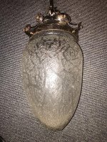 An Arts & Crafts Fine Quality Hand Wrought Iron and Crackle Glass Ceiling Light - Thumbnail 8