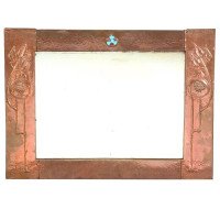Glasgow School, An Arts & Crafts Hammered Copper Wall Mirror with pomegranates - Thumbnail 1