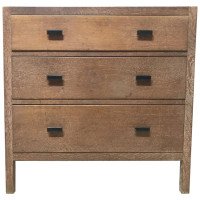 Heals Attributed a Limed Oak Petite Chest of Three Drawers with Ebonized Handles - Thumbnail 1