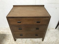 Heals Attributed a Limed Oak Petite Chest of Three Drawers with Ebonized Handles - Thumbnail 3