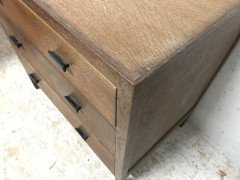 Heals Attributed a Limed Oak Petite Chest of Three Drawers with Ebonized Handles - Thumbnail 4
