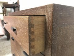 Heals Attributed a Limed Oak Petite Chest of Three Drawers with Ebonized Handles - Thumbnail 5
