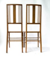 Ambrose Heal A Rare Pair of Arts & Crafts Side Chairs with Ebony & Pewter Inlays - Thumbnail 3