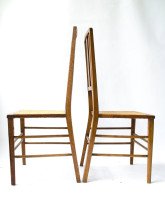 Ambrose Heal A Rare Pair of Arts & Crafts Side Chairs with Ebony & Pewter Inlays - Thumbnail 4