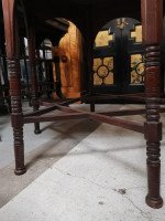 Liberty & Co. Walnut Centre Table on Turned Legs United by Star Shaped Stretcher - Thumbnail 10