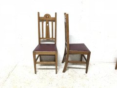 Liberty & Co, Ten Arts & Crafts Oak Dining Chairs with Stylised Floral Details - Thumbnail 5