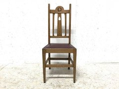 Liberty & Co, Ten Arts & Crafts Oak Dining Chairs with Stylised Floral Details - Thumbnail 6
