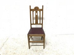 Liberty & Co, Ten Arts & Crafts Oak Dining Chairs with Stylised Floral Details - Thumbnail 7