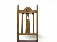 Liberty & Co, Ten Arts & Crafts Oak Dining Chairs with Stylised Floral Details - Thumbnail 8