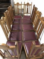 Liberty & Co, Ten Arts & Crafts Oak Dining Chairs with Stylised Floral Details - Thumbnail 11