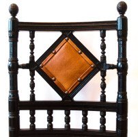 Pair of Arts and Crafts Ebonized Side Chairs by Collinson and Lock - Thumbnail 1