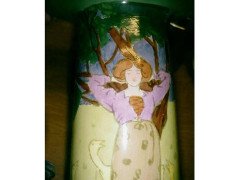Edward Spencer, Hand Painted Tulip Vase with Pre-Raphaelite Maiden and Geese - Thumbnail 8