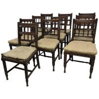 Bruce Talbert, for Gillows. Set of 10 Aesthetic Movement Walnut Dining Chairs  - Thumbnail 1