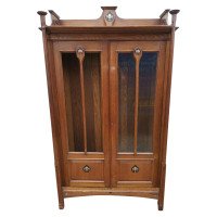 Wylie & Lochhead, Arts & Crafts Voysey Style Bookcase with Pewter & Ebony Inlays - Thumbnail 1