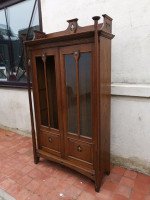 Wylie & Lochhead, Arts & Crafts Voysey Style Bookcase with Pewter & Ebony Inlays - Thumbnail 2