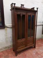 Wylie & Lochhead, Arts & Crafts Voysey Style Bookcase with Pewter & Ebony Inlays - Thumbnail 4