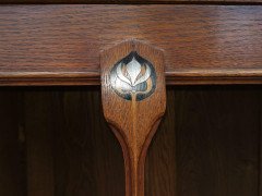 Wylie & Lochhead, Arts & Crafts Voysey Style Bookcase with Pewter & Ebony Inlays - Thumbnail 12