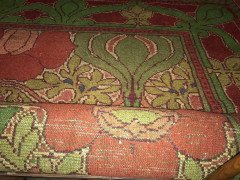 CFA Voysey. A Rare Arts & Crafts 'Donnemara' Donegal Rug, with Roses & Tulips. - Thumbnail 6