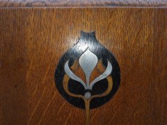 Wylie & Lochhead, Arts & Crafts Voysey Style Bookcase with Pewter & Ebony Inlays - Thumbnail 18
