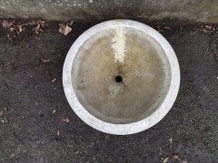 Mid-Century Modern Two-Piece French Concrete Bulbous Fluted Planter on Stand - Thumbnail 6
