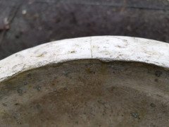 Mid- Century Modern Two- Piece French Concrete Bulbous Fluted Planter on Stand - Thumbnail 7