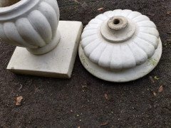 Mid- Century Modern Two- Piece French Concrete Bulbous Fluted Planter on Stand - Thumbnail 9