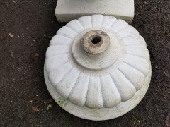 Mid- Century Modern Two- Piece French Concrete Bulbous Fluted Planter on Stand - Thumbnail 11