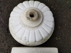 Mid- Century Modern Two- Piece French Concrete Bulbous Fluted Planter on Stand - Thumbnail 12