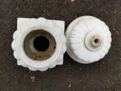 Mid- Century Modern Two- Piece French Concrete Bulbous Fluted Planter on Stand - Thumbnail 13