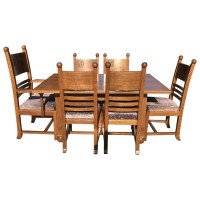 Liberty & Co., Style of C. F. A. Voysey, Arts & Crafts Oak Dining Set with Ball Finials - Thumbnail 1