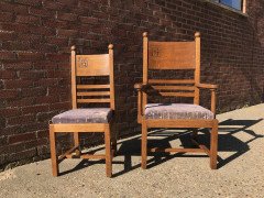 Liberty & Co., Style of C. F. A. Voysey, Arts & Crafts Oak Dining Set with Ball Finials - Thumbnail 4
