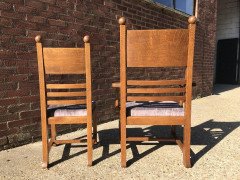Liberty & Co., Style of C. F. A. Voysey, Arts & Crafts Oak Dining Set with Ball Finials - Thumbnail 6