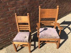 Liberty & Co., Style of C. F. A. Voysey, Arts & Crafts Oak Dining Set with Ball Finials - Thumbnail 7