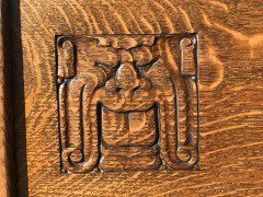 Liberty & Co., Style of C. F. A. Voysey, Arts & Crafts Oak Dining Set with Ball Finials - Thumbnail 9