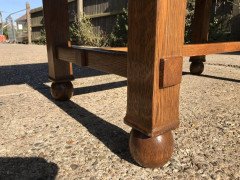 Liberty & Co Style of Cfa Voysey, Arts & Crafts Oak Dining Set with Ball Finials - Thumbnail 17