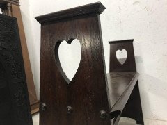 Liberty & Co. an Arts & Crafts Oak Window or Hall Seat with Large Pierced Hearts - Thumbnail 7