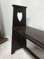 Liberty & Co. an Arts & Crafts Oak Window or Hall Seat with Large Pierced Hearts - Thumbnail 8
