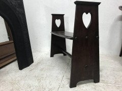 Liberty & Co. an Arts & Crafts Oak Window or Hall Seat with Large Pierced Hearts - Thumbnail 9