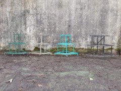 Three French Mid Century Corner Quarter Moon Iron Plant Pot Shelves or Stands - Thumbnail 2